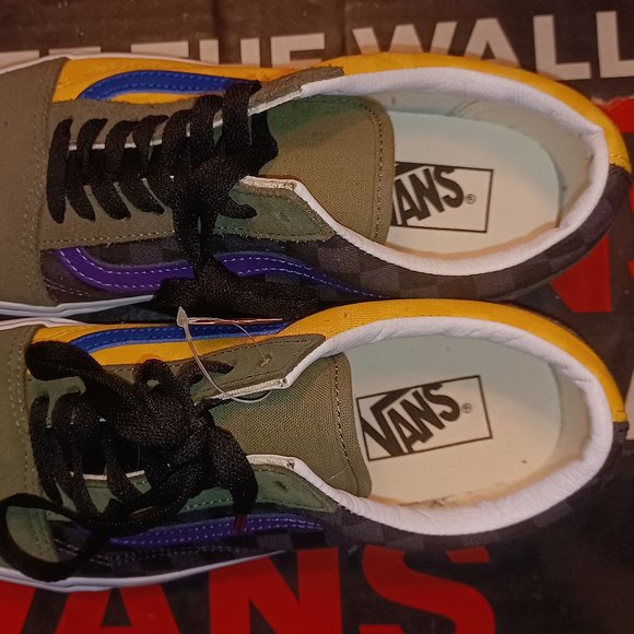 Vans Men's 9/Women's 10.5 Old Skool (OTW Rally) Checkerboard/Multi/Lichen Green - Picture 10 of 12